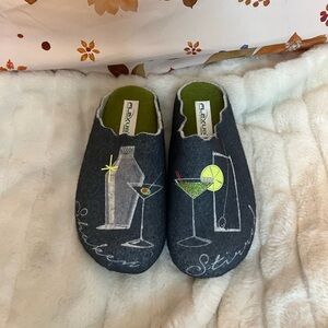 Flexus 8.5/39 Slippers Blue Martini Cocktail Happy Hour Fun Blue Made In Spain